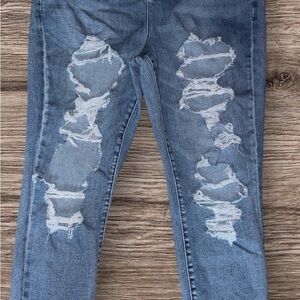 Distressed Blue Jeans